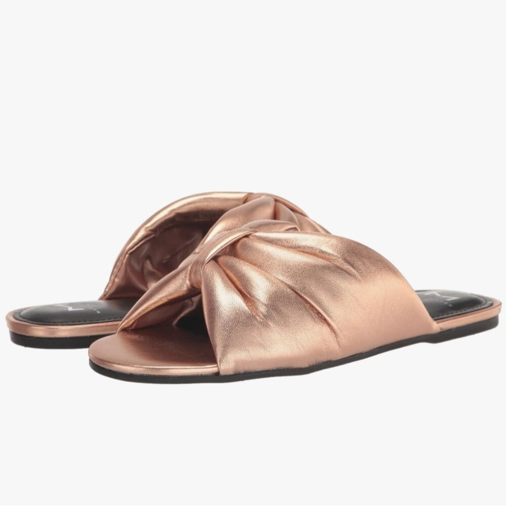 Marc Fisher LTD Olita Puffy Flat Slide Sandals Rose Gold Various Sizes NWOB